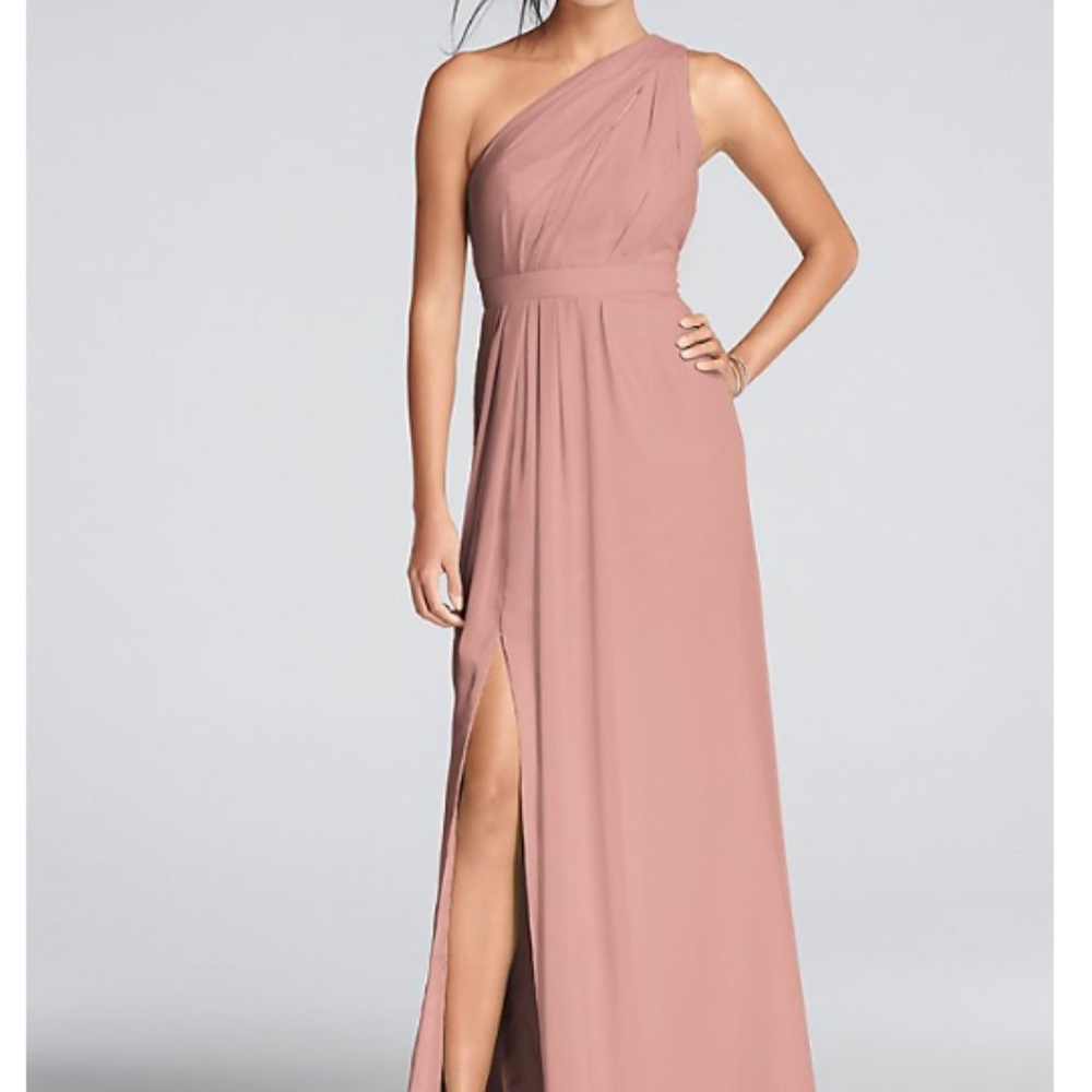 BRAND NEW - Long one-shoulder crinkle chiffon dress